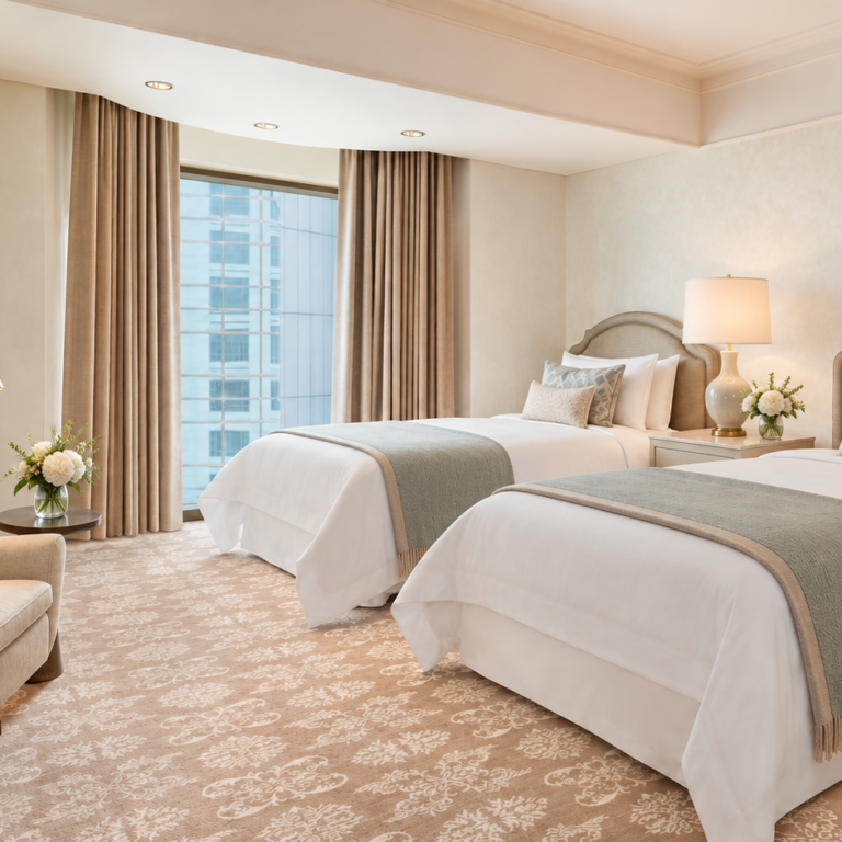 elegant twin bed hotel retreat