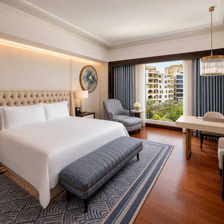 luxury hotel suite with city views