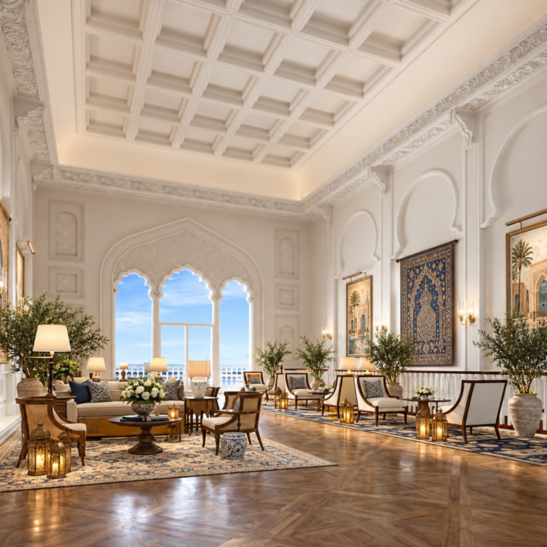 palatial mediterranean lounge retreat