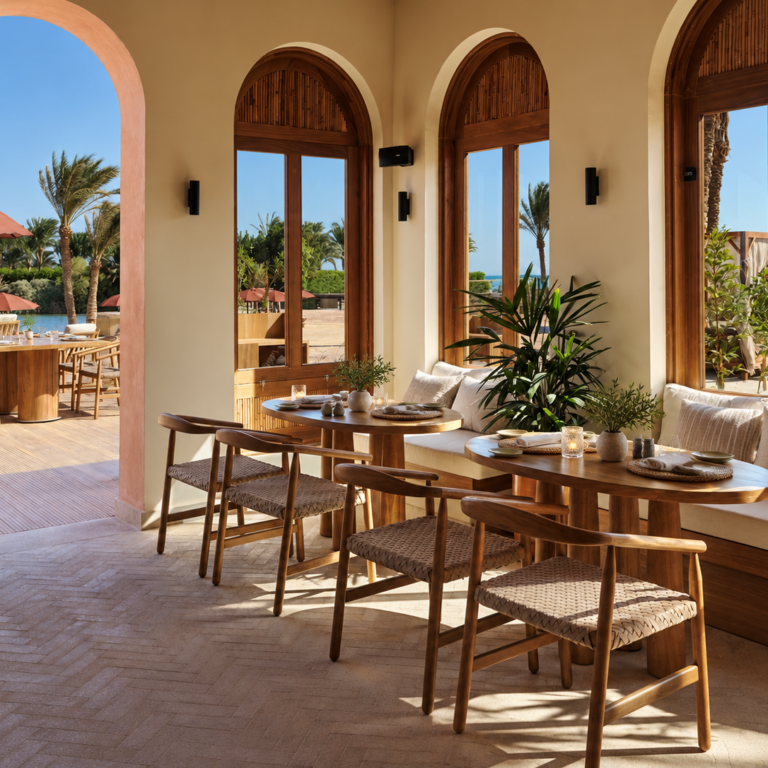 sunlit mediterranean resort dining nook